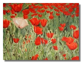liron art, liron sissman, flower painting, oil painting, Dare Be You Red Poppies, Georgia O'Keeffe