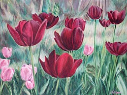 liron sissman, flower Power, flower painting, art, metaphorical nature