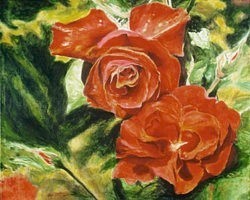 liron sissman, red heads, flower painting, art, metaphorical nature