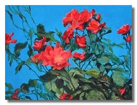 liron art, liron sissman, flower painting, oil painting, Hudson River, Together